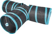 Duvoplus - Speelgoed Voor Dieren - Kat - Speeltunnel T-bone 80x25cm Blauw/zwart - 1st