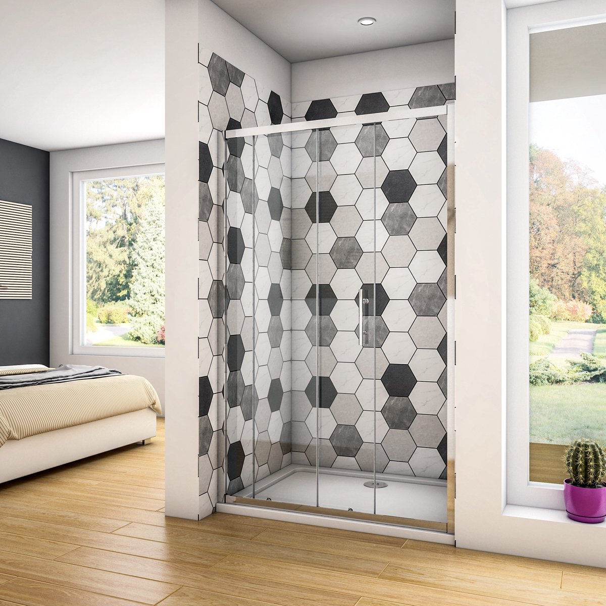 Schuifdeur 140x190cm, helder veiligheidsglas