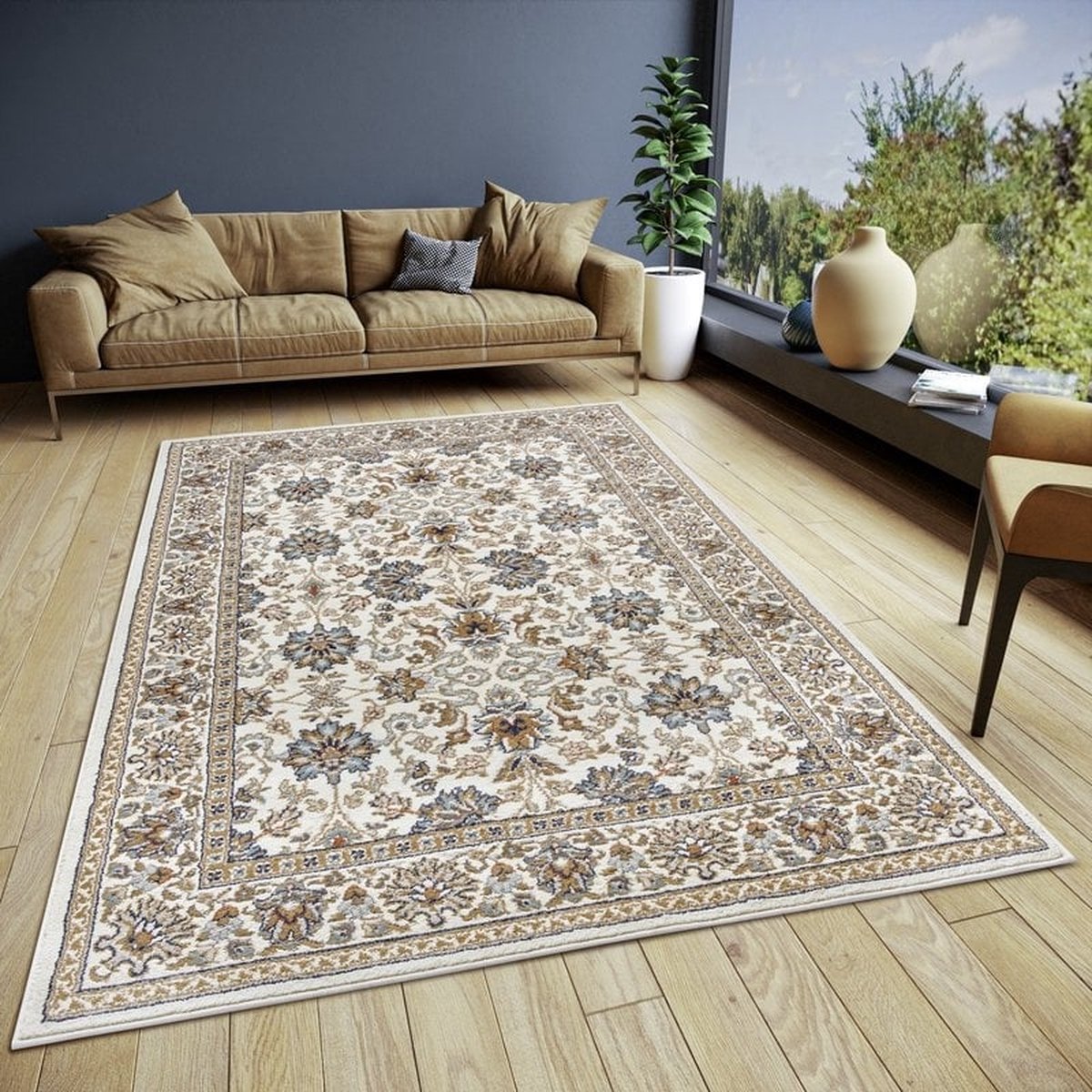 Flycarpets Klassiek Vloerkleed - Saraceni - Crème / Multi - 57x90 cm