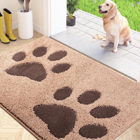 Tapis de nettoyage lavable 80 x 120 cm paillasson intérieur tapis de sol absorbant tapis de nettoyage antidérapant tapis imperméable pour chien entrée pattes mouillées
