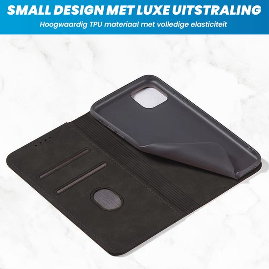 Étui Bookcase iPhone 11 - Magnétique - Cuir - Portefeuille - Étui livre - Portefeuille - Étui à rabat - Apple iPhone 11 - Zwart