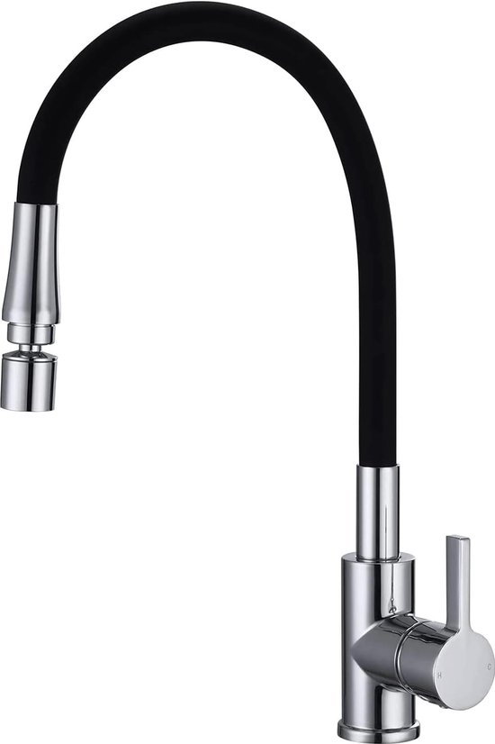 GRIFEMA G4011 Keukenkraan, met 360° Draaibare Eengreepsmengkraan Spoelbak Kraan Keuken, Watervoorziening Onder Lage Druk, Roestvrij Staal