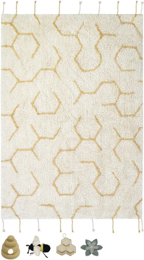 Lorena Canals Tapis lavable en coton - Planet Bee - Pollinisation - 90x130cm