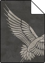 Proefstaal ESTAhome behangpapier kraanvogels donkergrijs - 139334 - 26,5 x 21 cm