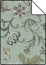 Proefstaal ESTAhome behangpapier vintage bloemen celadon groen - 139413 - 26,5 x 21 cm
