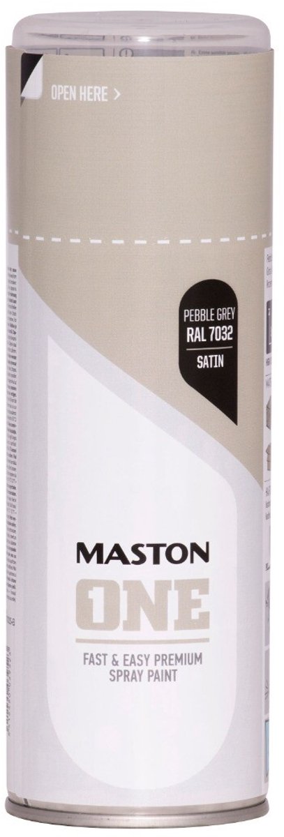 Maston ONE - spuitverf - zijdeglans - kiezelgrijs (RAL 7032) - 400 ml - spuitbus verf