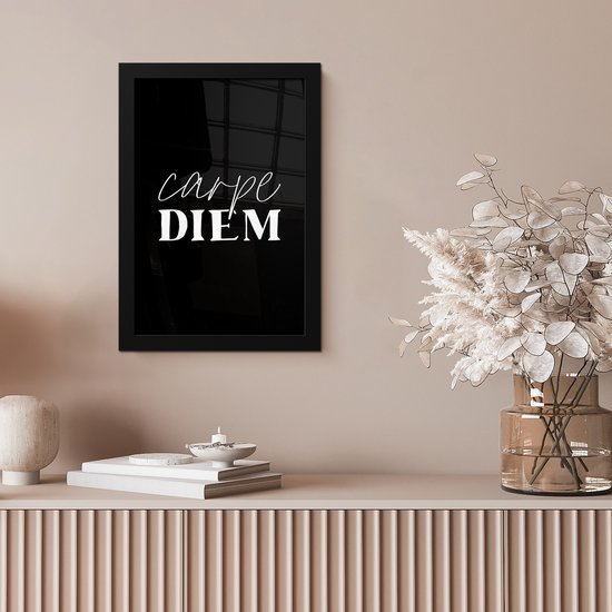 Cadre photo avec affiche - Carpe diem Proverbes - Citations - Saisir le jour - 20x30 cm - Cadre pour affiche