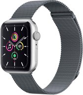 iMoshion Bandje Geschikt voor Apple Watch Bandje Series 1 / 2 / 3 / 4 / 5 / 6 / 7 / 8 / 9 / SE / Ultra (2) - 42 / 44 / 45 / 49 mm Maat M - iMoshion Milanees magnetische band - Donkergrijs