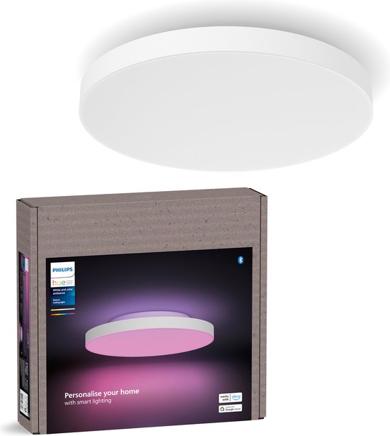 Lampe à panneau Philips Hue Datura - lumière blanche et colorée - ronde - blanc