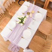Tafelloper, paars, chiffon, tafelband, 70 x 3 m, tafeldecoratie voor bruiloft, verjaardagen, communie, feesten, feesten