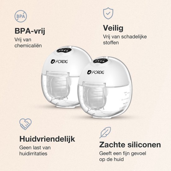 ForDig Elektrische Handsfree Borstkolf (2 stuks) - Draadloos - Draagbaar - Dubbele Kolfapparaat van Ford — afbeelding 2