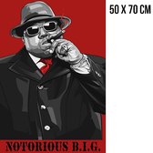 Allernieuwste.nl® Canvas Schilderij The Notorious B.I.G. of Biggie Smalls - Hiphop Rapper - kleur - 50 x 70 cm