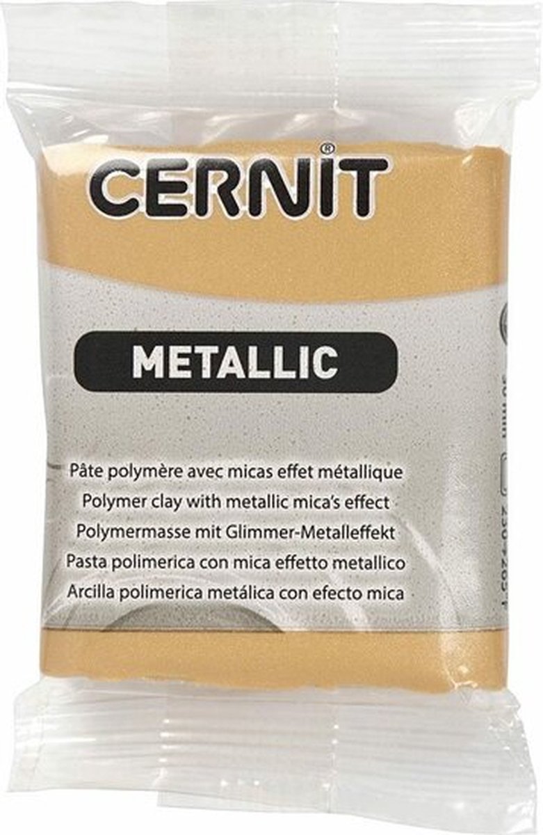 Cernit Boetseerklei Afbak Klei Porseleinlook Goud Metallic (050) 56 gram 1 stuk