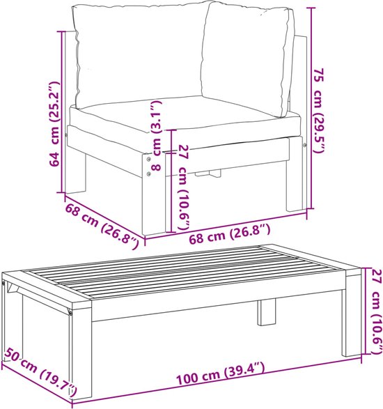 vidaXL-10-delige-Loungeset-met-kussens-massief-acaciahout