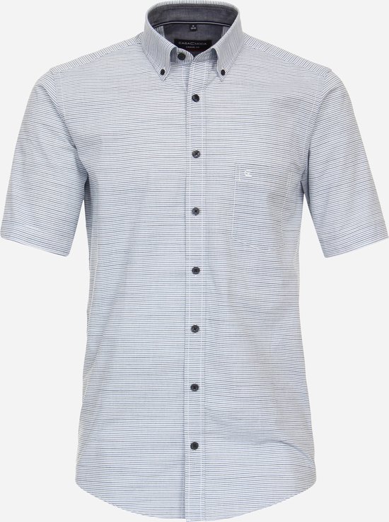 CASA MODA Chemise Sport casual fit - manches courtes - chambray - rayé bleu - Repassage facile - Taille col : 45/46