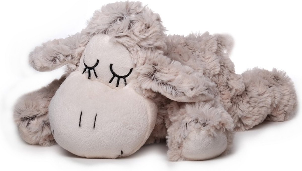 Inware pluche lammetje/schaap knuffeldier - creme - liggend - 30 cm - Dieren knuffels - schapen - zeer wollig