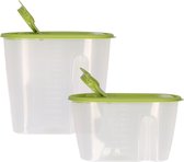 Voedselcontainer strooibus - groen - 1,5 en 1 liter - kunststof