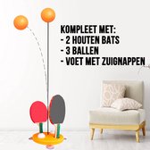Allernieuwste.nl® Tafel Tennis Trainer voor Kinderen - Tafeltennis Spel - 2 Houten Batjes en 3 Ballen - Aktief Spelletje
