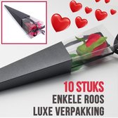 Allernieuwste 10 STUKS Luxe ROOS Verpakkingen ZWART - Valentijn Rozen Gift - Enkele Roos Display Doos - 40 x 7 cm - Zwart