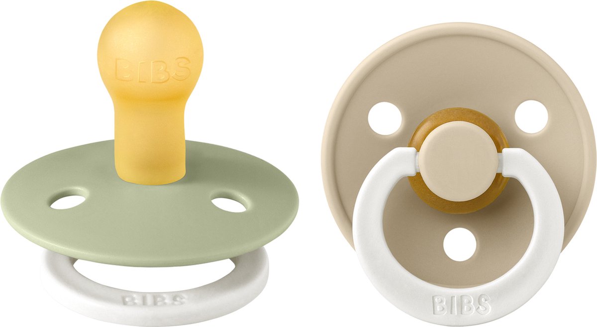 Goedkoopste Bibs Fopspeen Round Sage / Vanilla Glow Size 1 (2-Pack