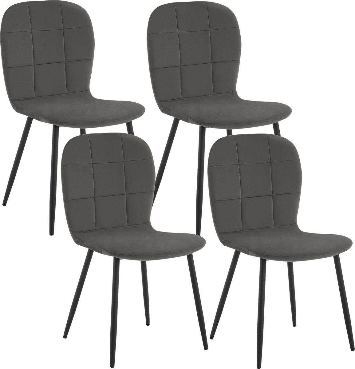 Set van 4 Stoelen - Eetkamerstoel - 4 Stuks - Eetkamerstoelen - 4 stoelen - Grijs
