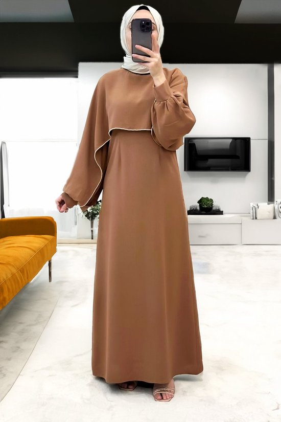 MODABOUT Lange jurk Abaya hijabjurk dames - NELB0007D2024BEJ