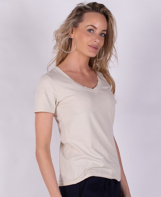 Katoenen T-shirt Dames T-shirt 100% Katoen Regular Fit Met Ronde