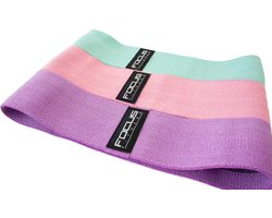 Focus Fitness Focus Fitness Weerstandsbanden - 3 delige set - Pastel - Resistance Bands - Fitness Elastiek