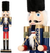 Casse-noisette En Bois Géant 90 Cm - Décoration Noël Traditionnelle, Bouche Mobile, Rouge Et Bleu - 2