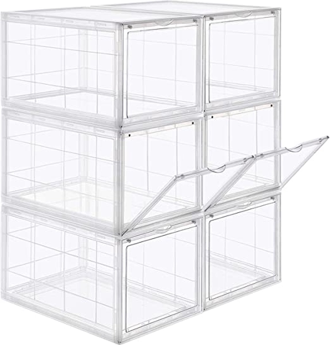 MINA Schoenendoos - Stapelbare schoen organizer - Set van 6 - 28 x 36 x 22 cm wit
