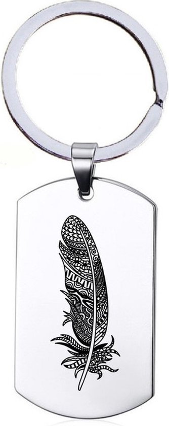 Porte-clés acier inoxydable - Plume