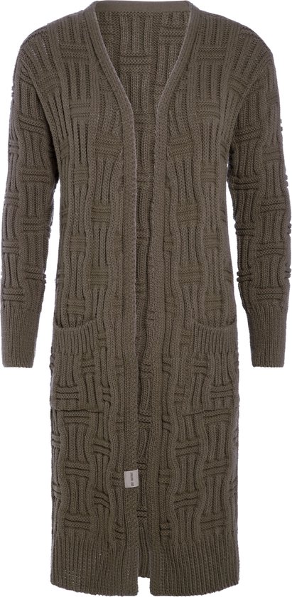 Knit Factory Bobby Long Knitted Cardigan Femme - Cappuccino - 40/42 - Avec poches latérales