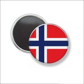 Button Met Magneet 58 MM - Vlag Noorwegen - NIET VOOR KLEDING