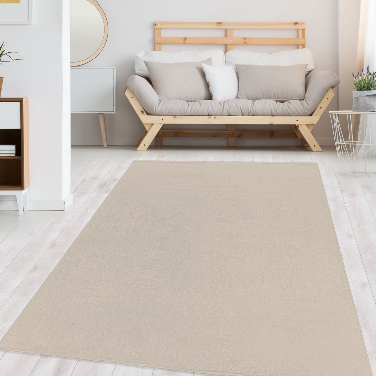 Catwalk antislip vloerkleed laagpolig rond Ø 160cm beige