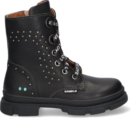 Bunnies JR 222884-589 Meisjes Enkellaarsjes - Zwart - Leer - Veters |  bol.com