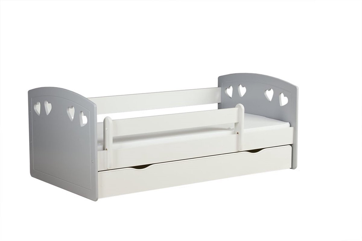 Bed Julia mix grijs met lade en matras 140/80