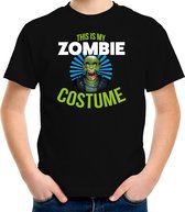 Verkleed t-shirt Zombie costume zwart voor kinderen- Halloween kleding 110/116