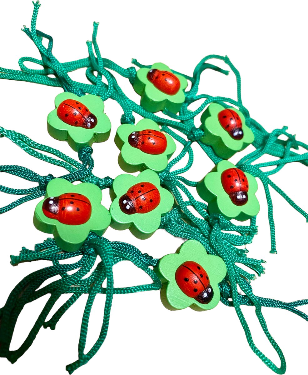 Gelukspoppetjes - Klavertje vier - Lieveheersbeestje - Groen - 10 stuks - Geluk - Klaver - Ladybug - Gelukszakje