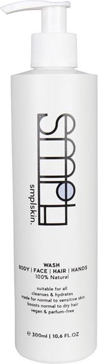 Goedkoopste SMPL Natuurlijke Douchegel - Natuurlijke Shampoo - Multifunctioneel - Vegan - Parfumvrij - Droge en Gevoelige Huid - 300ml