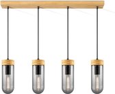 Home Sweet Home - Moderne Hanglamp Capri - 4 lichts hanglamp gemaakt van Glas en Hout - Rook - 80/10/142cm - Dekra getest - geschikt voor E27 LED lichtbron