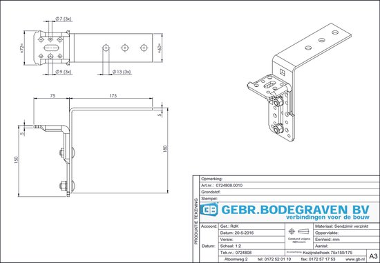 Gb Kozijnstelhoek Xl 75 X 150 175mm 70 X 5 60 X 5mm Sv 0724808 Bol