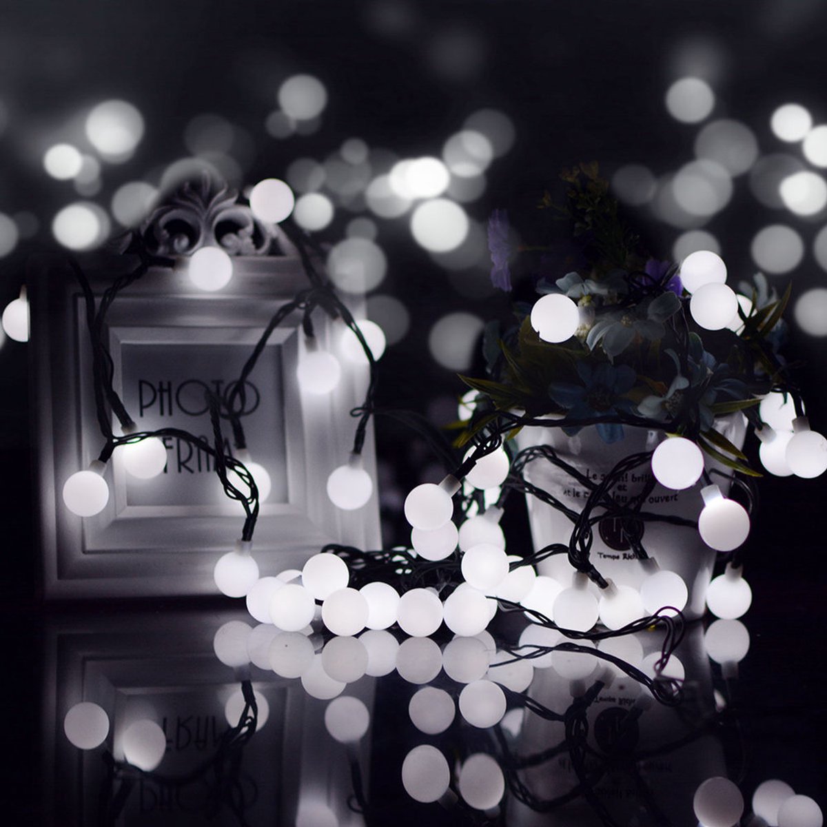 Kerstverlichting Bolletjes Lichtsnoer 5 Meter Zonneenergie Koel
