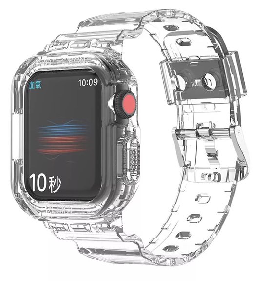 Smart Watch Bandje Kleur Transparant 45mm Band Weidte, Sportief, Waterbestendig, Goede Luchtventilatie en Goed Voor Zwemmen