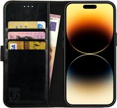 Rosso Element Book Case Wallet Hoesje Geschikt voor Apple iPhone 14 Pro Max | Portemonnee | 3 Pasjes | Magneetsluiting | Stand Functie | Zwart