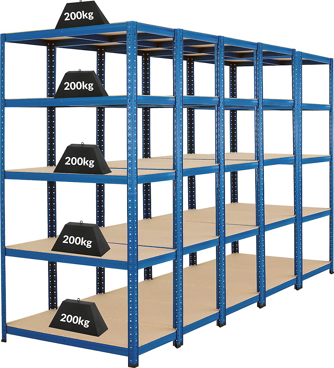 Certeo Megadeal | 5x heavy duty rekken -diepte 45 cm -175 kg per rek ...