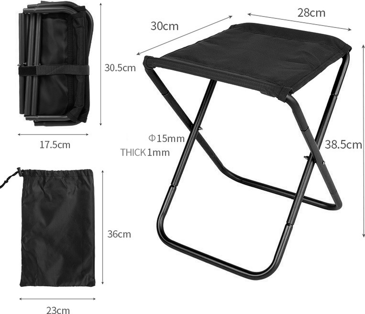 Walkstool Basic model, zithoogte 60 cm, met draagtas, zwart, inklapbare