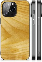 Cover Case iPhone 14 Pro Max GSM Hoesje met Zwarte rand Licht Hout