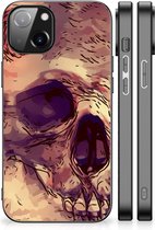 GSM Hoesje Geschikt voor Apple iPhone 14 Silicone Back Case met Zwarte rand Skullhead