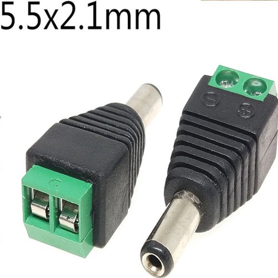 AERZETIX 5x DC Stecker Set 2.1x5.5mm - Stromanschluss Verbinder Für Plattenmontage 17mm