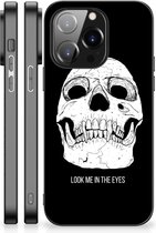 Telefoonhoesje iPhone 14 Pro Silicone Case met Zwarte rand Skull Eyes